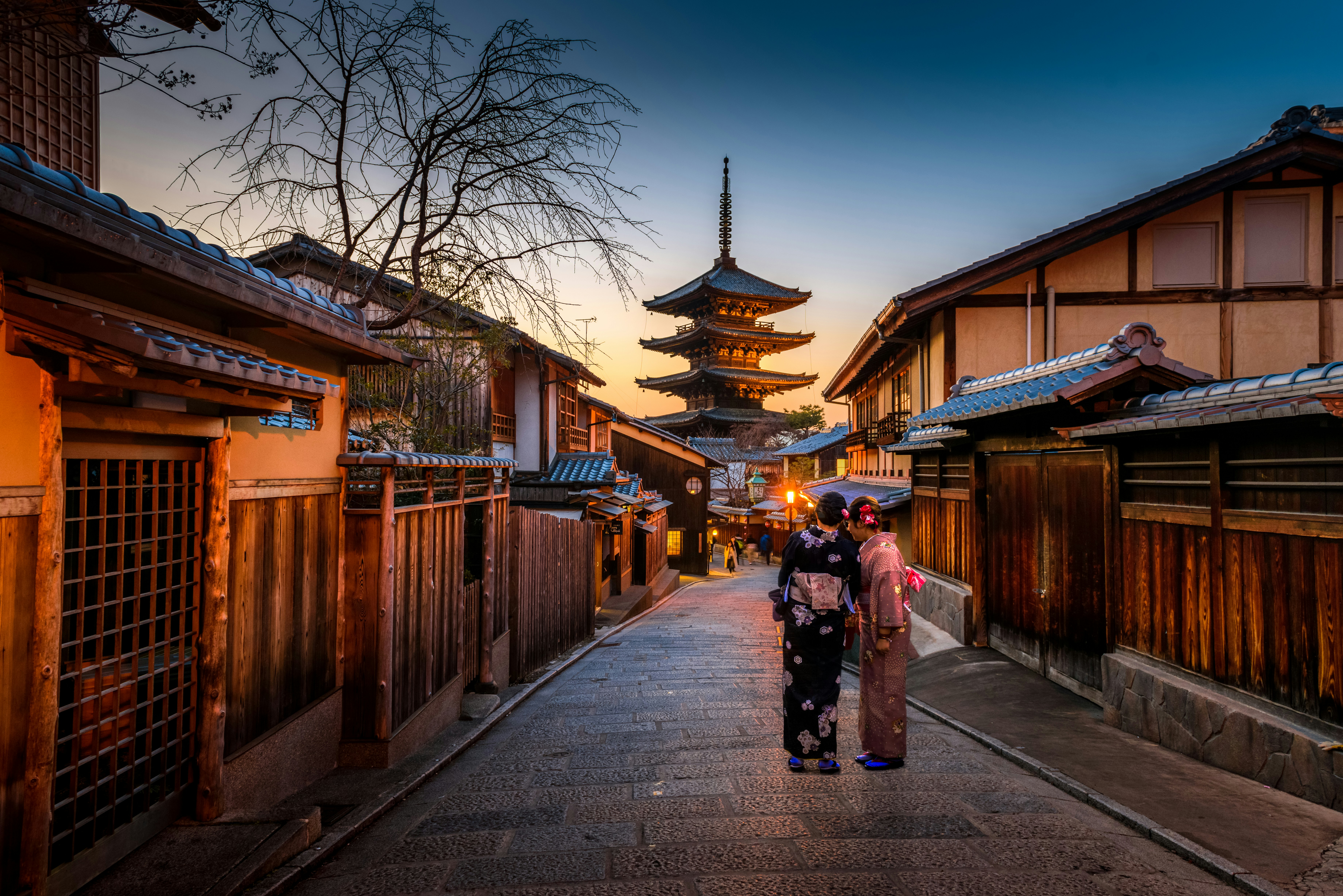 Kyoto temple and streets